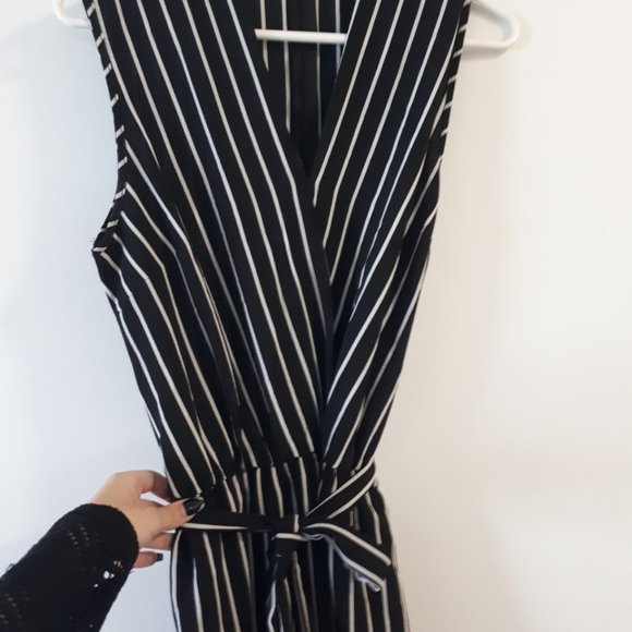 Striped Navy/White Jumpsuit - Picture 2 of 2